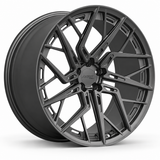 MRR F161 forged wheel in graphite gray, three-quarter angled view