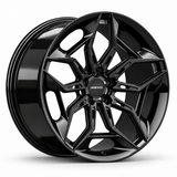MRR F162 monoblock forged wheel, Gloss Black, angled view