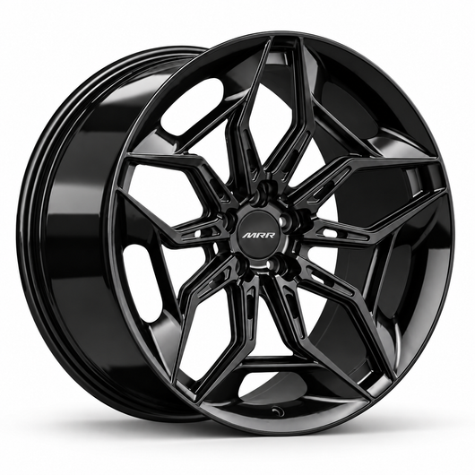MRR F162 monoblock forged wheel, Gloss Black, angled view