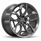MRR F162 monoblock forged wheel, Gloss Gun Metal, angled view