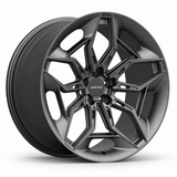 MRR F162 monoblock forged wheel, graphite gray, angled view