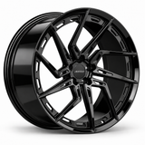 MRR F163 monoblock forged wheel, Gloss Black, angled view