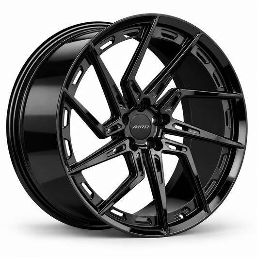 MRR F163 monoblock forged wheel, Gloss Black, angled view