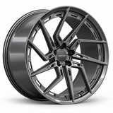 MRR F163 monoblock forged wheel, Gloss Gun Metal, angled view