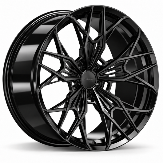 MRR F164 monoblock forged wheel, Gloss Black, angled view