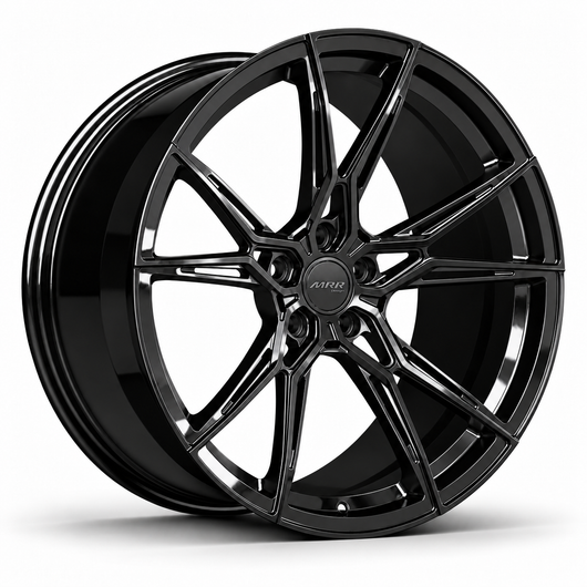 MRR F176 forged wheel in Gloss Black, three-quarter angle