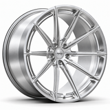 MRR F177 forged wheel in Brushed Clear, three-quarter angle
