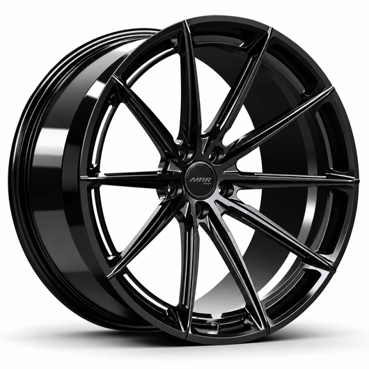MRR F177 forged wheel in Gloss Black, three-quarter angle
