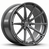 MRR F177 forged wheel in Gloss Gun Metal, three-quarter angle