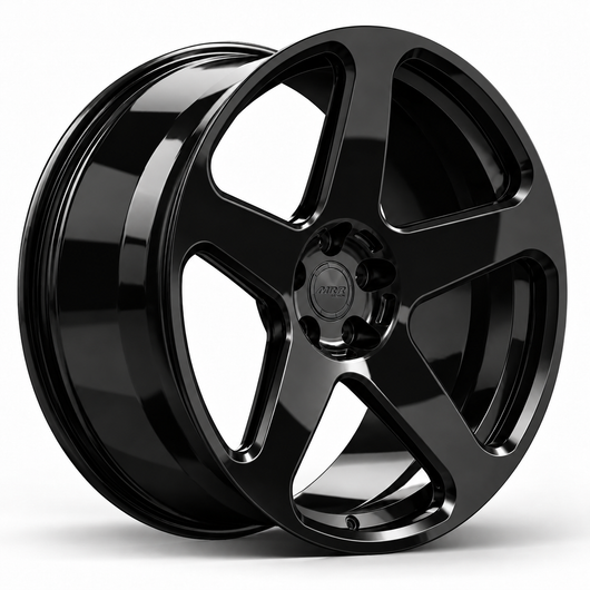 MRR F179 forged wheel in Gloss Black finish, three-quarter angle view