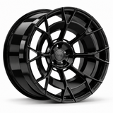 MRR F182 monoblock forged wheel, Gloss Black, three-quarter view