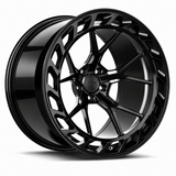 MRR F312 forged wheel in Gloss Black, three-quarter view