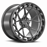 MRR F312 forged wheel in Gloss Gun Metal, three-quarter view