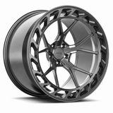 MRR F312 forged wheel in neutral graphite gray, three-quarter view