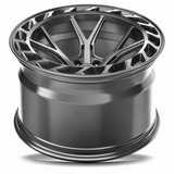 MRR F312 forged wheel in neutral graphite gray, genuine low-angle bowl view