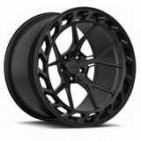 MRR F312 forged wheel in Matte Black, three-quarter view