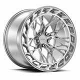 MRR F313 forged wheel in Brushed Clear, three-quarter view