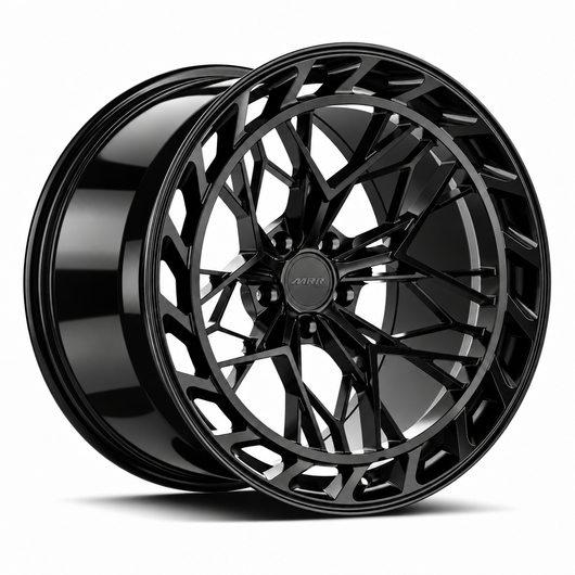 MRR F313 forged wheel in Gloss Black, three-quarter view