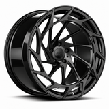 MRR F314 monoblock forged wheel, Gloss Black, angled view