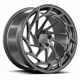 MRR F314 monoblock forged wheel, Gloss Gun Metal, angled view