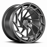 MRR F314 monoblock forged wheel, graphite gray, angled view