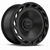 MRR F320-B forged wheel in Matte Black finish, angled view, solid disc with directional outer vents