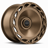 MRR F320-B forged wheel in Matte Bronze finish, angled view, solid disc with directional outer vents