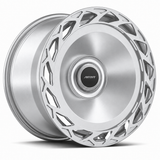 MRR F320-B forged wheel in Silver finish, angled view, solid disc with directional outer vents
