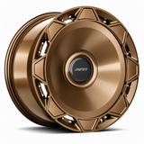 MRR F320-C forged wheel in Gloss Bronze finish, angled view, solid disc with paired perimeter fasteners