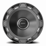 MRR F320-C forged wheel in gray finish, front view, solid disc with paired perimeter fasteners
