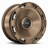 MRR F320-C forged wheel in Matte Bronze finish, angled view, solid disc with paired perimeter fasteners