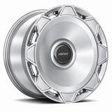 MRR F320-C forged wheel in Silver finish, angled view, solid disc with paired perimeter fasteners