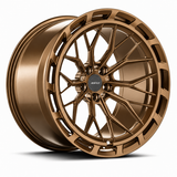 MRR F321-A forged wheel in Gloss Bronze finish, angled view, branching spokes and a continuous vented outer ring