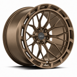 MRR F321-A forged wheel in Matte Bronze finish, angled view, branching spokes and a continuous vented outer ring