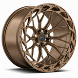 MRR F321-C forged wheel in Matte Bronze, angled view showing the branching spokes and angular outer ring