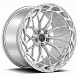 MRR F321-C forged wheel in Silver, angled view showing the branching spokes and angular outer ring