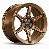 MRR F322 forged wheel in Gloss Bronze finish, angled view, six sculpted spokes