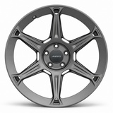 MRR F322 forged wheel in gray finish, front view, six sculpted spokes