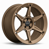 MRR F322 forged wheel in Matte Bronze finish, angled view, six sculpted spokes