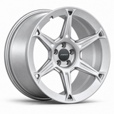 MRR F322 forged wheel in Silver finish, angled view, six sculpted spokes