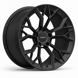MRR F323 forged wheel in Matte Black finish, angled view, angular split-spoke design