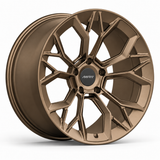 MRR F323 forged wheel in Matte Bronze finish, angled view, angular split-spoke design