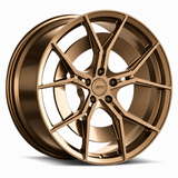 MRR F181 forged wheel in Gloss Bronze, three quarter view showing the angular split spokes and barrel