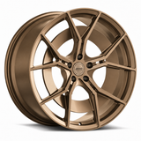 MRR F181 forged wheel in Matte Bronze, three quarter view showing the angular split spokes and barrel