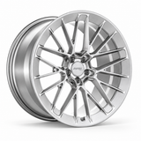 MRR F324 monoblock forged wheel in Brushed Clear, three-quarter view with MRR Design center cap