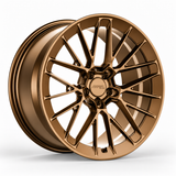 MRR F324 monoblock forged wheel in Gloss Bronze, three-quarter view with MRR Design center cap