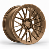 MRR F324 monoblock forged wheel in Matte Bronze, three-quarter view with MRR Design center cap