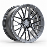 MRR F324 monoblock forged wheel, Original gray, three-quarter view, with MRR Design center cap