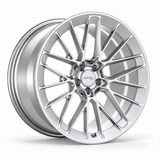 MRR F324 monoblock forged wheel in Silver, three-quarter view with MRR Design center cap