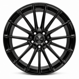 NES FG-11 wheel in Gloss Black with NES center cap, straight-on front view